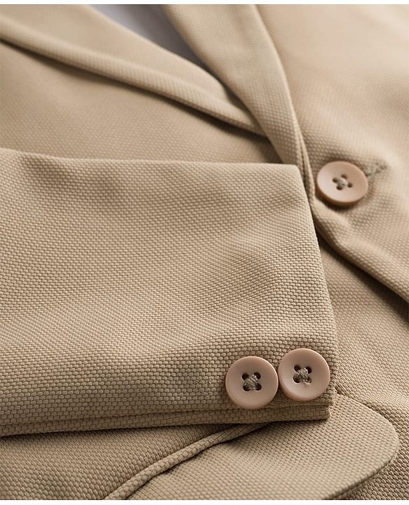 Pine Kids Knit Full Sleeves Solid Blazer - Beige