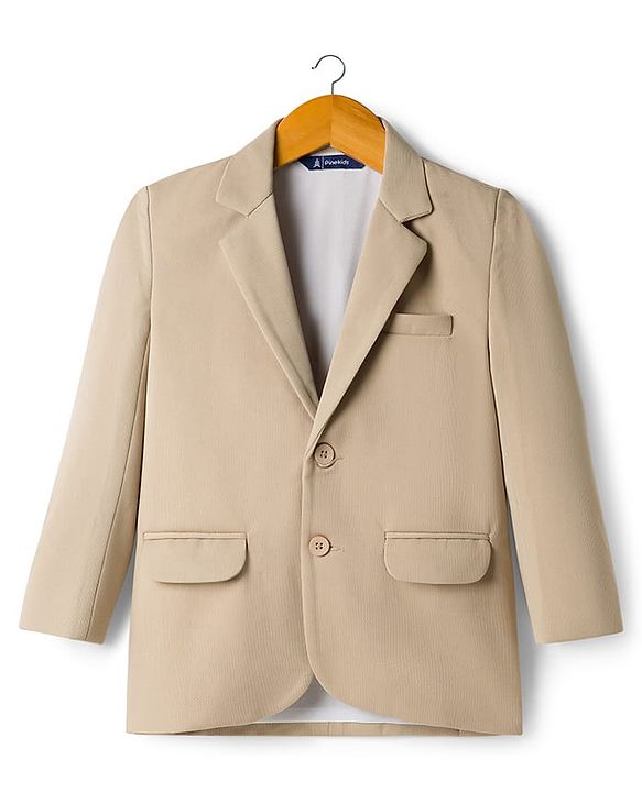 Pine Kids Knit Full Sleeves Solid Blazer - Beige