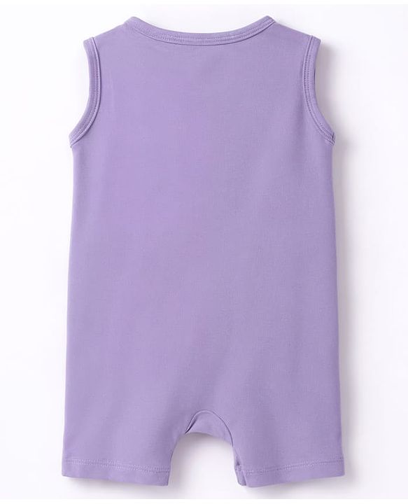 Babyhug 100% Cotton Knit Sleeveless Romper With Giraffe Patch - Multicolor