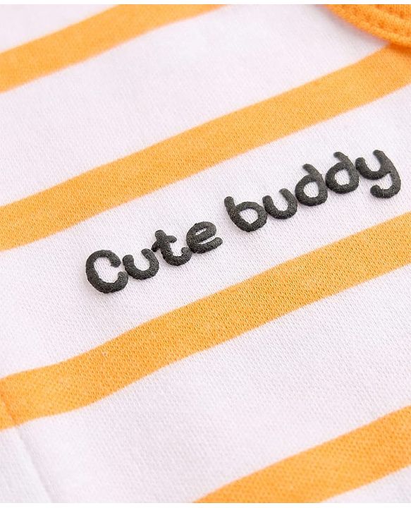 Babyhug 100% Cotton Interlock Knit Sleeveless Striped Romper & Cap With Lion Print - Multicolor