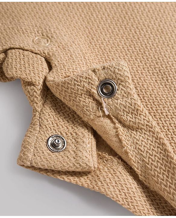 Babyhug 100% Cotton Interlock Knit Half Sleeves Romper with Dino Patch - White & Brown