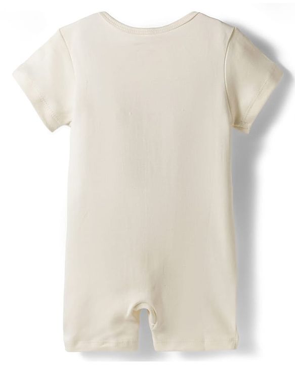 Babyhug 100% Cotton Knit Half Sleeves Romper with Animal Embroidery - Multicolor