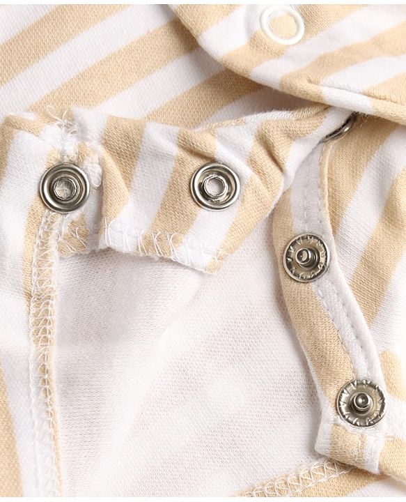 Babyhug 100% Cotton Knit Half Sleeves Striped & Vehicles Embroidered Romper - Multicolor