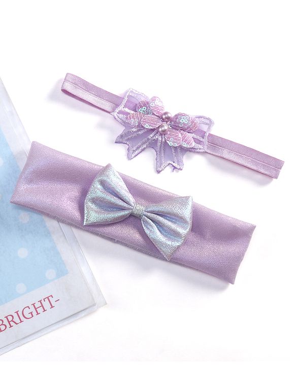 Babyhug Headbands  with Bow Applique Pack of 2 - Lavender