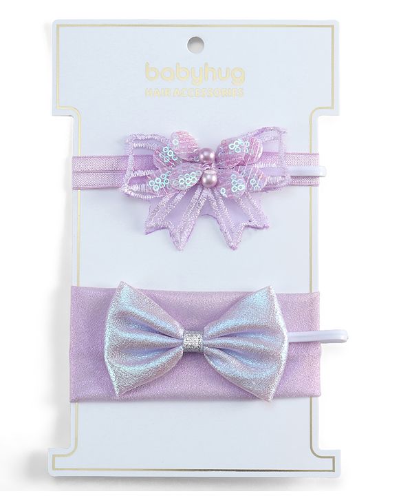 Babyhug Headbands  with Bow Applique Pack of 2 - Lavender