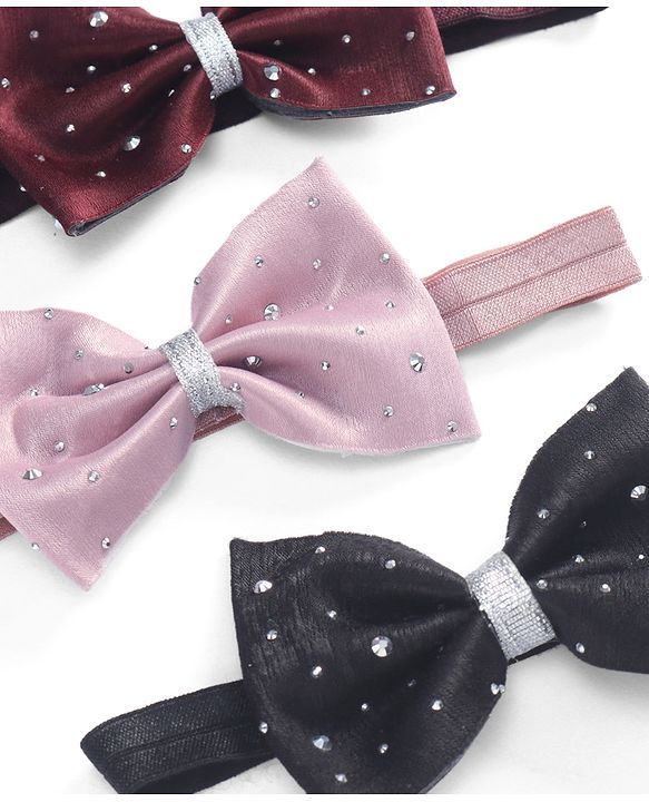Babyhug Headbands  with Bow Applique Pack of 3 - Multicolor