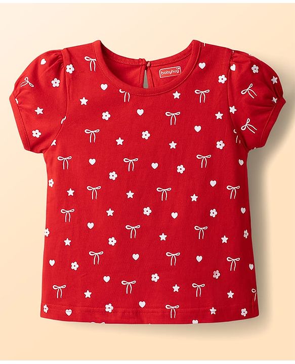 Babyhug Cotton Knit T-Shirts Half Sleeves with Graphic Print Multi Color 6-9 Months