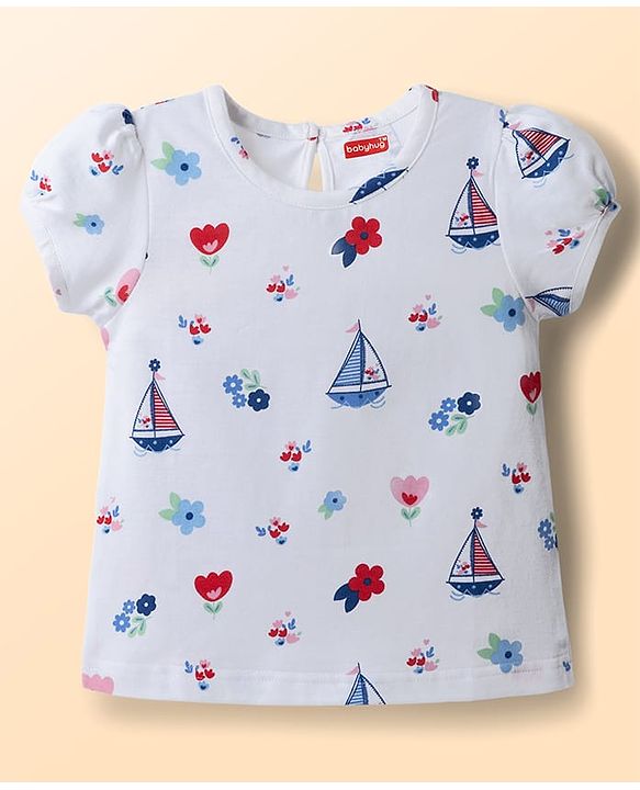 Babyhug Cotton Knit T-Shirts Half Sleeves with Graphic Print Multi Color 6-9 Months