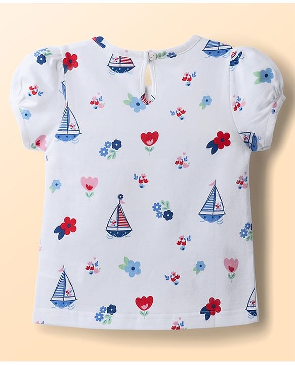 Babyhug Cotton Knit T-Shirts Half Sleeves with Graphic Print Multi Color 6-9 Months