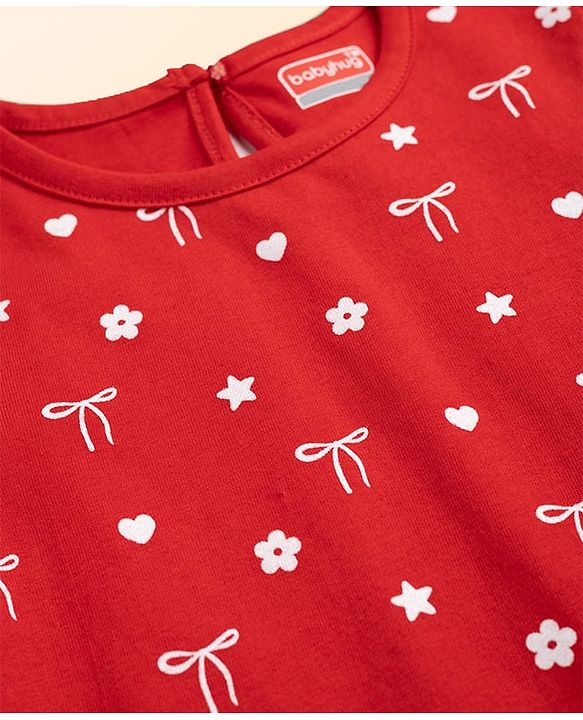 Babyhug Cotton Knit T-Shirts Half Sleeves with Graphic Print Multi Color 6-9 Months