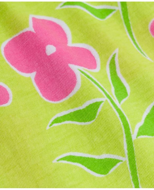 Pine Kids Cotton Knit Sleeveless Frock with Floral Print - Light Green