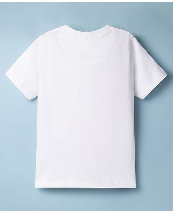 Pine Kids 100% Cotton Knit Half Sleeves Mountains Printed T-Shirt - White