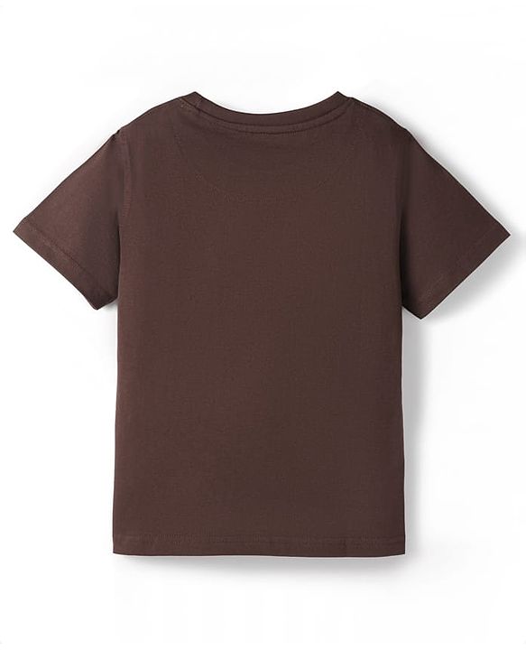 Pine Kids Cotton Knit Half Sleeves T-Shirt With Chameleon Print - Brown