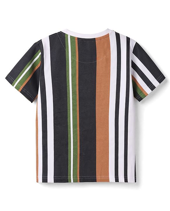 Pine Kids Cotton Knit Striped Round Neck Half Sleeves  T-Shirts - Multicolor