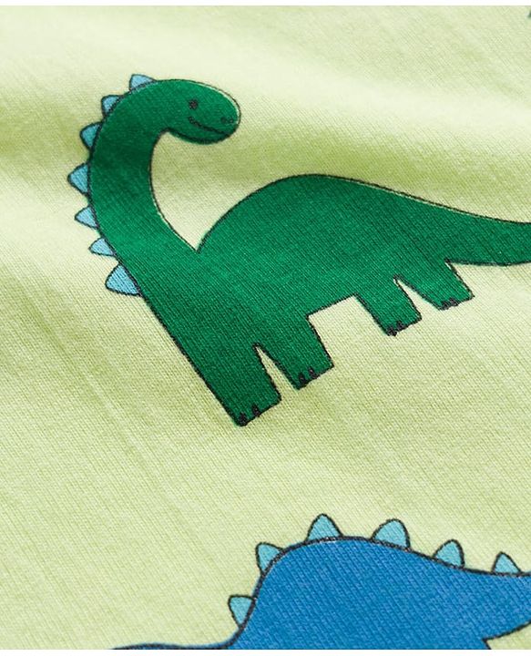 Babyhug Cotton Knit Full Sleeves Dino Printed Co-Ords T-Shirt & Pyjama Night Suit Set - Light Green