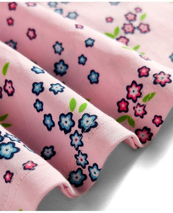 Babyhug Single Jersey Knit Half Sleeves Frock With Floral Print & Bloomer - Pink