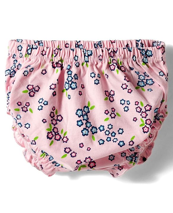 Babyhug Single Jersey Knit Half Sleeves Frock With Floral Print & Bloomer - Pink