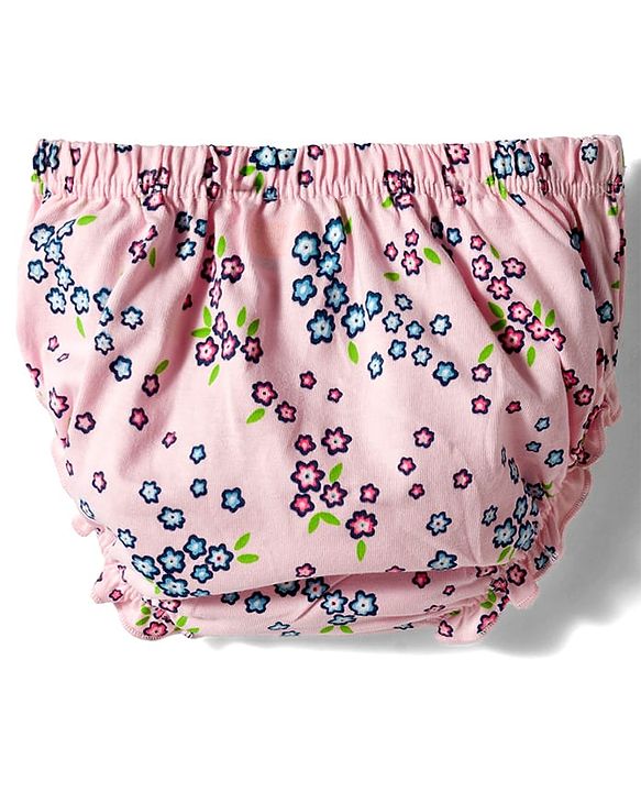 Babyhug Single Jersey Knit Half Sleeves Frock With Floral Print & Bloomer - Pink
