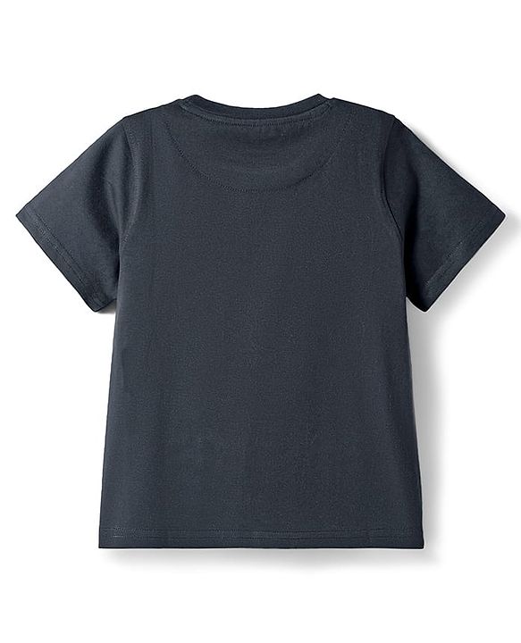 Pine Kids Cotton Knit T-Shirt with Mountain Peak Graphic Print Black 4-5 Years