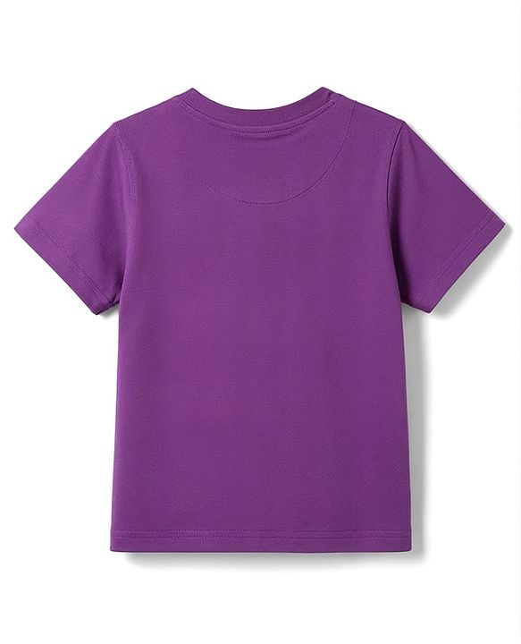 Pine Kids Cotton Knit T-Shirt with Text Graphic Print Imperial Purple 4-5 Years