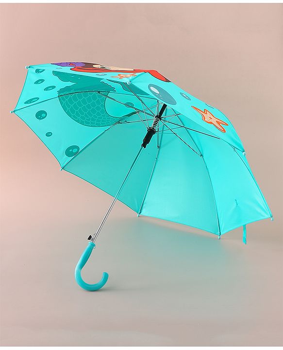Babyhug Free Size Umbrella with Mermaid Print& Applique - Sea Green