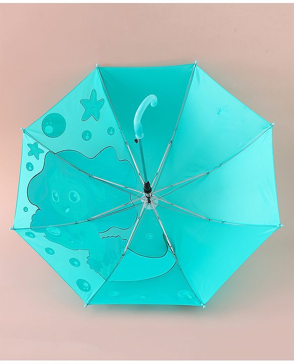 Babyhug Free Size Umbrella with Mermaid Print& Applique - Sea Green