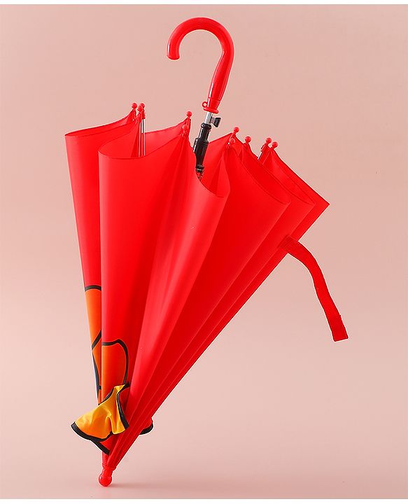 Babyhug Free Size Umbrella with Lion Print with Applique- Red