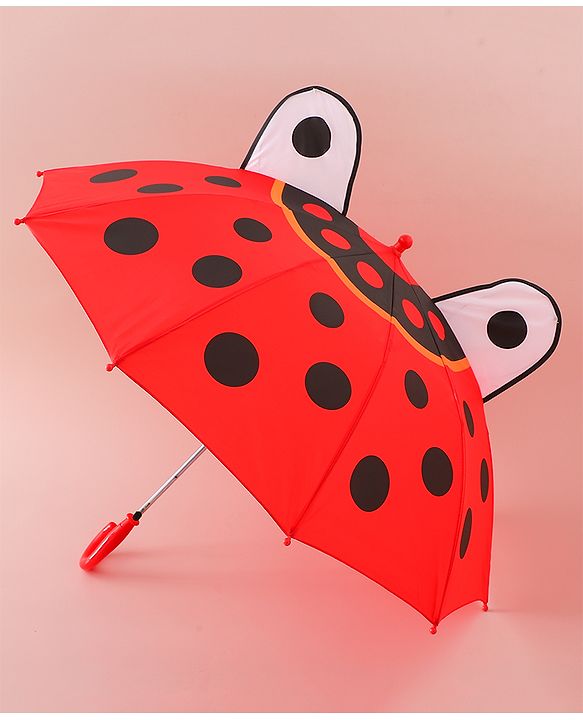 Babyhug Free Size Umbrella with Polka Dots Print & Applique - Red