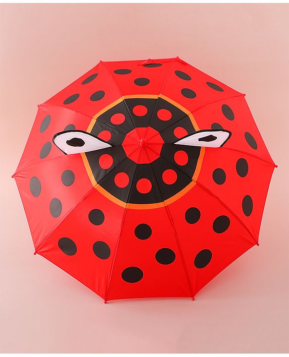 Babyhug Free Size Umbrella with Polka Dots Print & Applique - Red