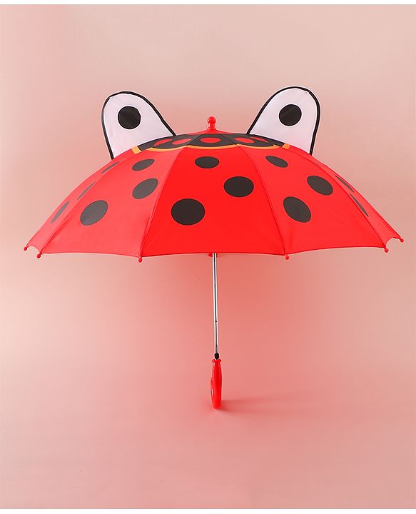 Babyhug Free Size Umbrella with Polka Dots Print & Applique - Red