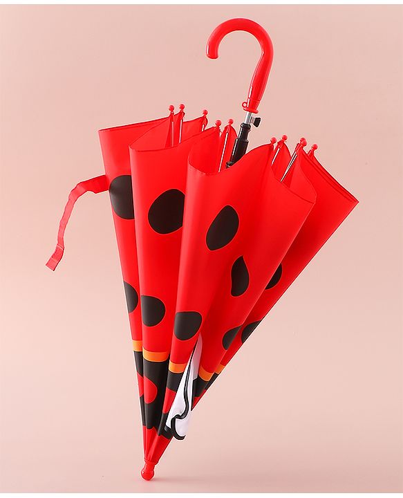Babyhug Free Size Umbrella with Polka Dots Print & Applique - Red