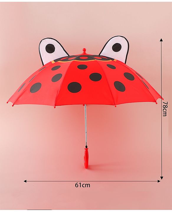Babyhug Free Size Umbrella with Polka Dots Print & Applique - Red