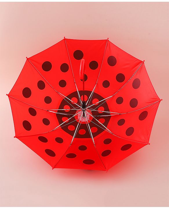Babyhug Free Size Umbrella with Polka Dots Print & Applique - Red
