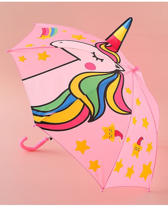 Babyhug Free Size Umbrella with Unicorn Print - Pink