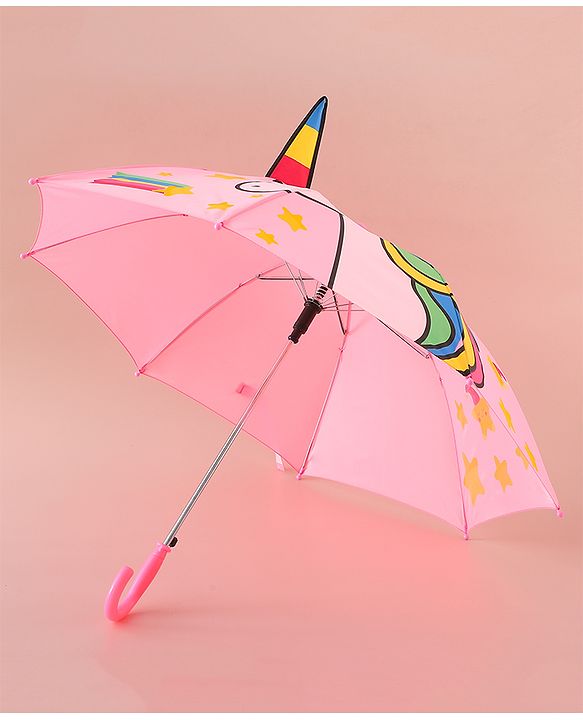 Babyhug Free Size Umbrella with Unicorn Print - Pink