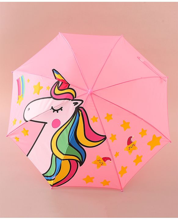 Babyhug Free Size Umbrella with Unicorn Print - Pink