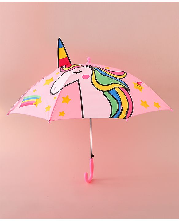 Babyhug Free Size Umbrella with Unicorn Print - Pink