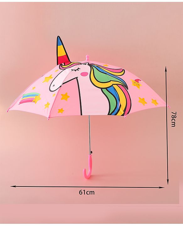 Babyhug Free Size Umbrella with Unicorn Print - Pink