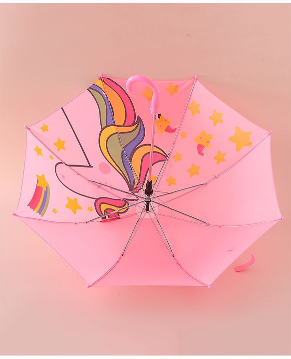 Babyhug Free Size Umbrella with Unicorn Print - Pink