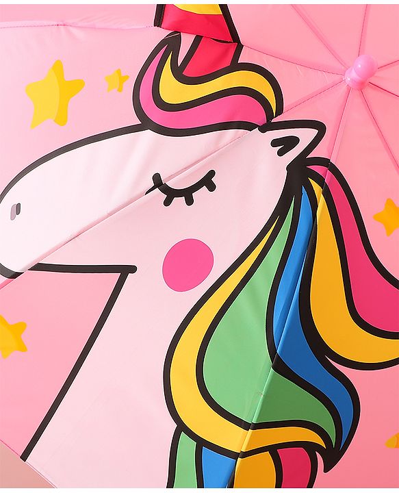 Babyhug Free Size Umbrella with Unicorn Print - Pink
