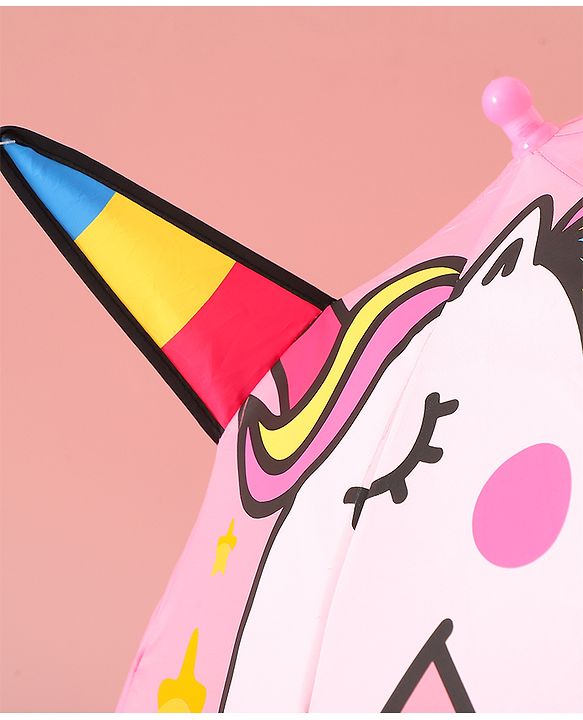 Babyhug Free Size Umbrella with Unicorn Print - Pink
