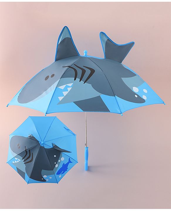 Babyhug Free Size Umbrella with Shark Print - Blue