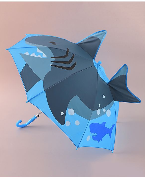 Babyhug Free Size Umbrella with Shark Print - Blue