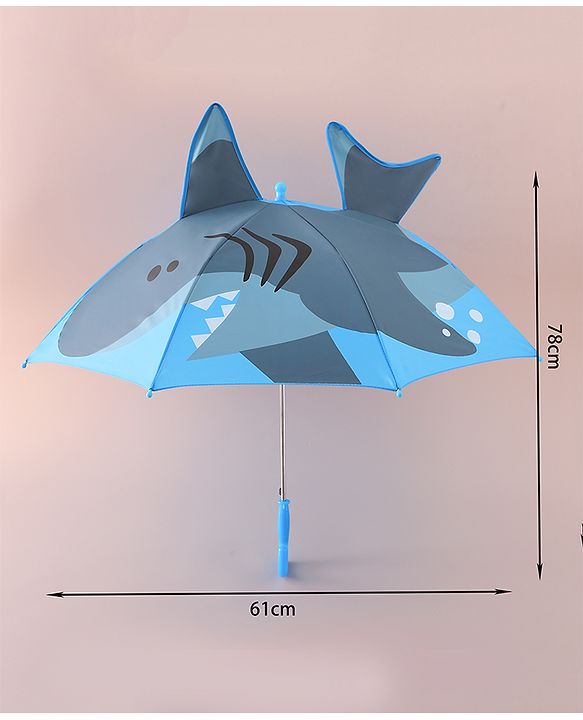 Babyhug Free Size Umbrella with Shark Print - Blue