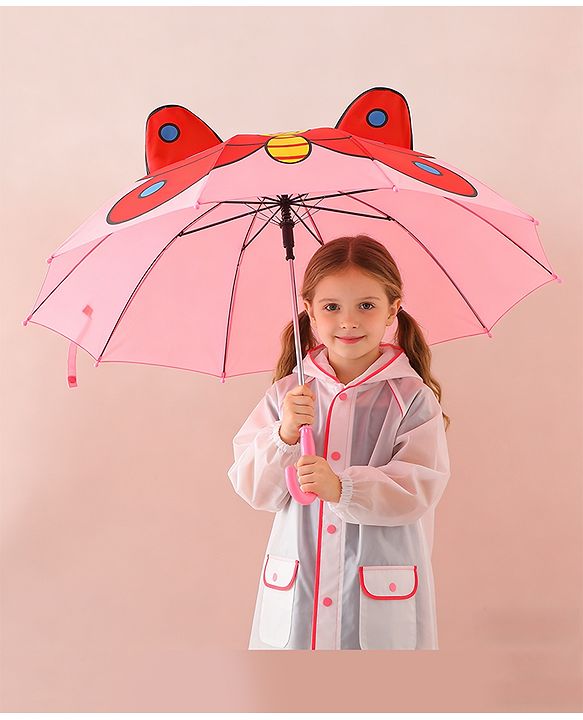 Babyhug Free Size Umbrella with Butterfly Print - Pink
