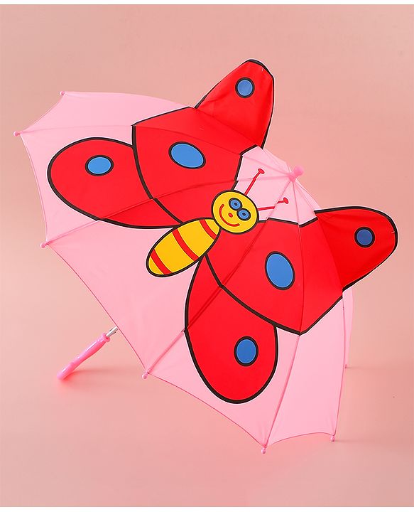 Babyhug Free Size Umbrella with Butterfly Print - Pink