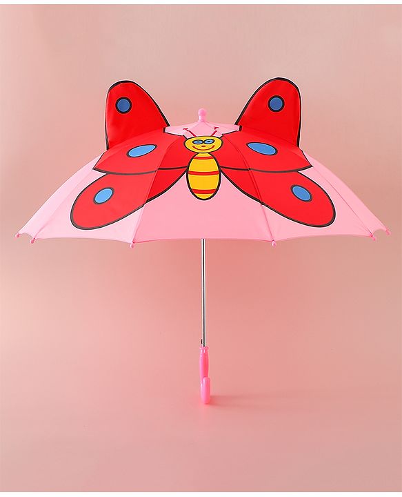 Babyhug Free Size Umbrella with Butterfly Print - Pink