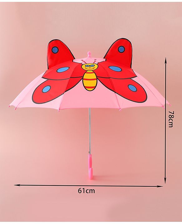 Babyhug Free Size Umbrella with Butterfly Print - Pink