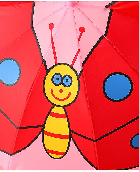Babyhug Free Size Umbrella with Butterfly Print - Pink