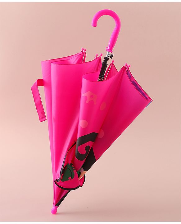 Babyhug Free Size Umbrella with Princess & Frog Print - Fuchsia